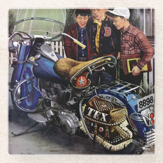 Dessous-de-verre En Verre La moto de Tex (Devant)