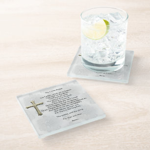 Dessous-de-verre En Verre La prière du Seigneur (blanche)