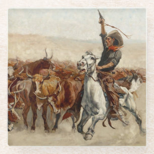 Dessous-de-verre En Verre La Récolte d'Art Occidental par Frederic Remington