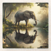 Dessous-de-verre En Verre La réflexion d'un éléphant (Devant)