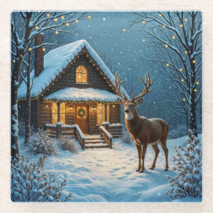 Dessous-de-verre En Verre La visite de Noël enneigée de Big Buck