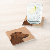 Dessous-de-verre En Verre Labrador Retriever (Chocolat) Peinture - Chien Art (Incliné)