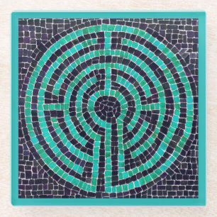 Dessous-de-verre En Verre LABYRINTHE III Dessous de verre - Turquoise