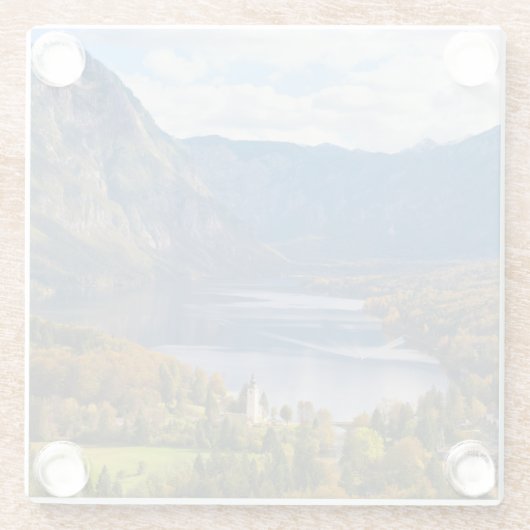 Dessous-de-verre En Verre Lac Bohinj en Slovénie en automne (Dos)