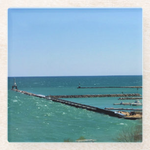 Dessous-de-verre En Verre Lac Michigan, Port Washington, Wisconsin