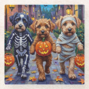 Dessous-de-verre En Verre Lagotto Romagnolo Trick-or-Treating Halloween 