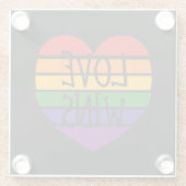 Dessous-de-verre En Verre L'amour gagne Rainbow Heart (Dos)