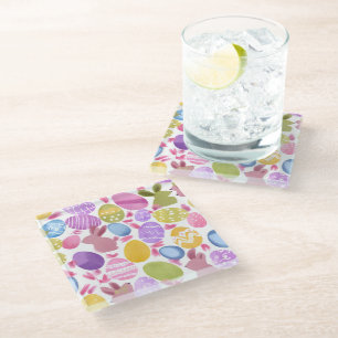 Dessous-de-verre En Verre lapin avec oeufs de pâques