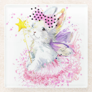 Dessous-de-verre En Verre Lapin de fée d'aquarelle