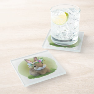 Dessous-de-verre En Verre Lapin de Pâques mignon pour une humeur positive