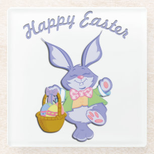 Dessous-de-verre En Verre Lapin de Pâques violet dansant