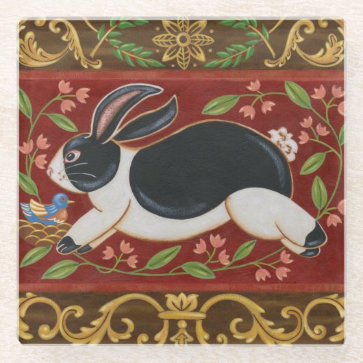 Dessous-de-verre En Verre Lapin Folk (Devant)