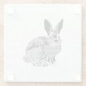 Dessous-de-verre En Verre Lapin Sur Damas (Dos)