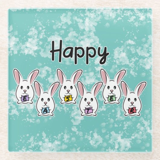 Dessous-de-verre En Verre Lapins de Pâques en forme d'oeuf (Devant)