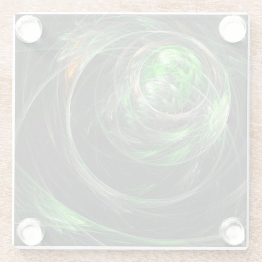 Dessous-de-verre En Verre L'art Abstrait vert du monde entier (Dos)