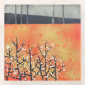 Dessous-de-verre En Verre L'art paysager orange brûlé (Devant)