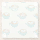 Dessous-de-verre En Verre Latte Art dans de mignons cafés bleus (Dos)