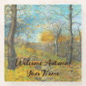 Dessous-de-verre En Verre L'automne doré dans une aquarelle en chênaie (Devant)