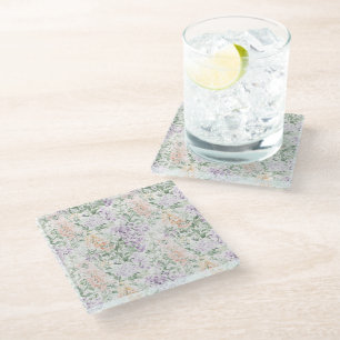 Dessous-de-verre En Verre Lavande Lavande Lavande Chic Peach Floral
