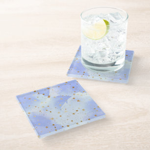 Dessous-de-verre En Verre Lavendar Golden Star Motif