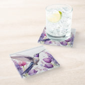 Dessous-de-verre En Verre Lavender Hummingbird surrounded by flowers (Incliné)