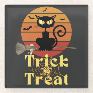Dessous-de-verre En Verre L'aventure Trick or Treat de la chatte sorcière