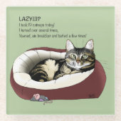 Dessous-de-verre En Verre Lazy Chat Led Green Funny (Devant)