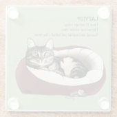 Dessous-de-verre En Verre Lazy Chat Led Green Funny (Dos)