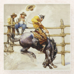 Dessous-de-verre En Verre « Le Bronco qui rue » par NC Wyeth