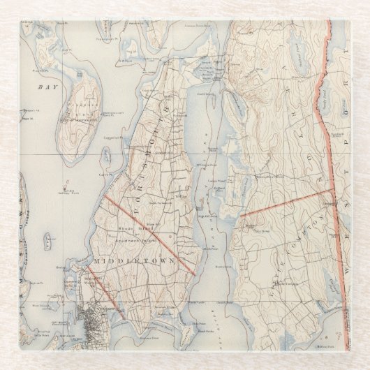 Dessous-de-verre En Verre Le comté de Newport, Île de Rhode (Devant)