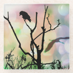 Dessous-de-verre En Verre Le Corbeau solitaire