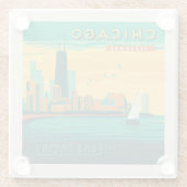 Dessous-de-verre En Verre Le Lakefront | Chicago, Illinois (Dos)
