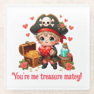 Dessous-de-verre En Verre Le magnifique pirate de la Saint Valentin