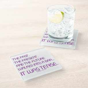 Dessous-de-verre En Verre Le mot tendu de SlipperyJoe passé le violet futur 