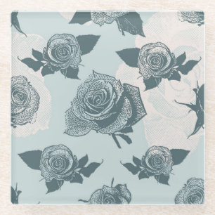 Dessous-de-verre En Verre Le motif floral avec s'est levé