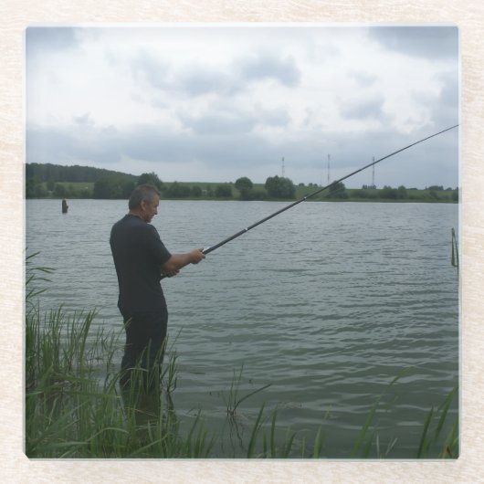 Dessous-de-verre En Verre Le pêcheur le soir (Devant)