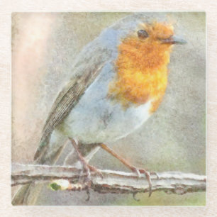 Dessous-de-verre En Verre Le Robin Est Une Aquarelle Gabriel
