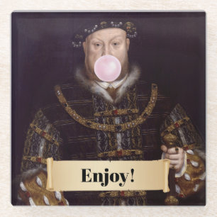 Dessous-de-verre En Verre Le roi Henri VIII soufflant du chewing-gum rose