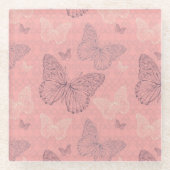 Dessous-de-verre En Verre Le rose de papillon (Devant)