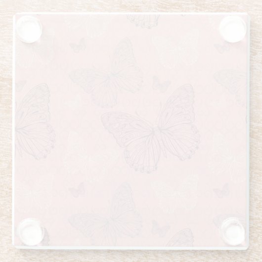 Dessous-de-verre En Verre Le rose de papillon (Dos)