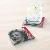Dessous-de-verre En Verre Le rouge pointille Marilyn (Incliné)