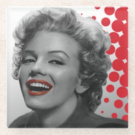 Dessous-de-verre En Verre Le rouge pointille Marilyn (Devant)