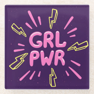 Dessous-de-verre En Verre Le slogan féministe "Girl power", arrière - plan v