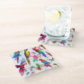 Dessous-de-verre En Verre Le style d'aquarelle Parrots 2 (Incliné)