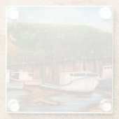 Dessous-de-verre En Verre Le Village De Pêcheurs Artisanat Peint À La Main (Dos)