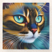 Dessous-de-verre En Verre Le visage d'un mignon Lynx pointe Siamese (Devant)