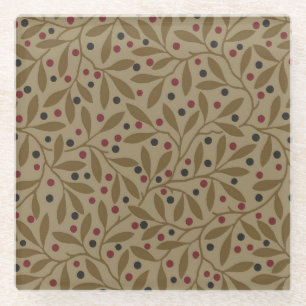 Dessous-de-verre En Verre Leaf Berry Classique Colorful Art Motif