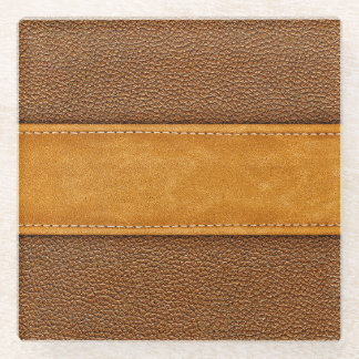 Dessous-de-verre En Verre Leather Luxe : Elégance Brown avec points