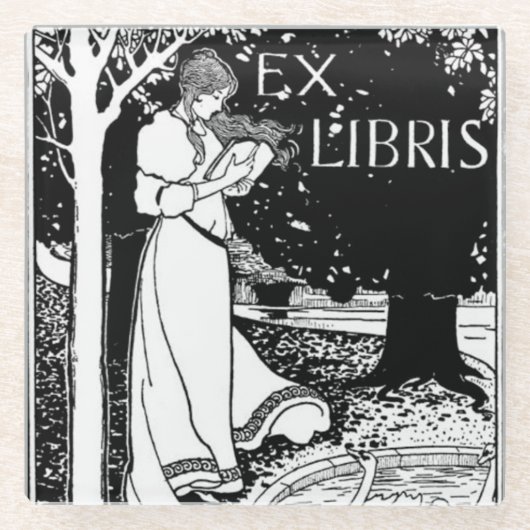 Dessous-de-verre En Verre Lecture Art Nouveau (Devant)