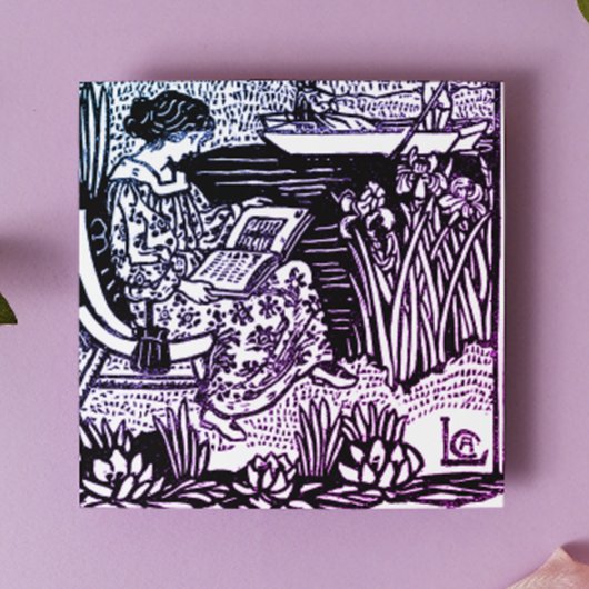 Dessous-de-verre En Verre Lecture Art Nouveau Femme